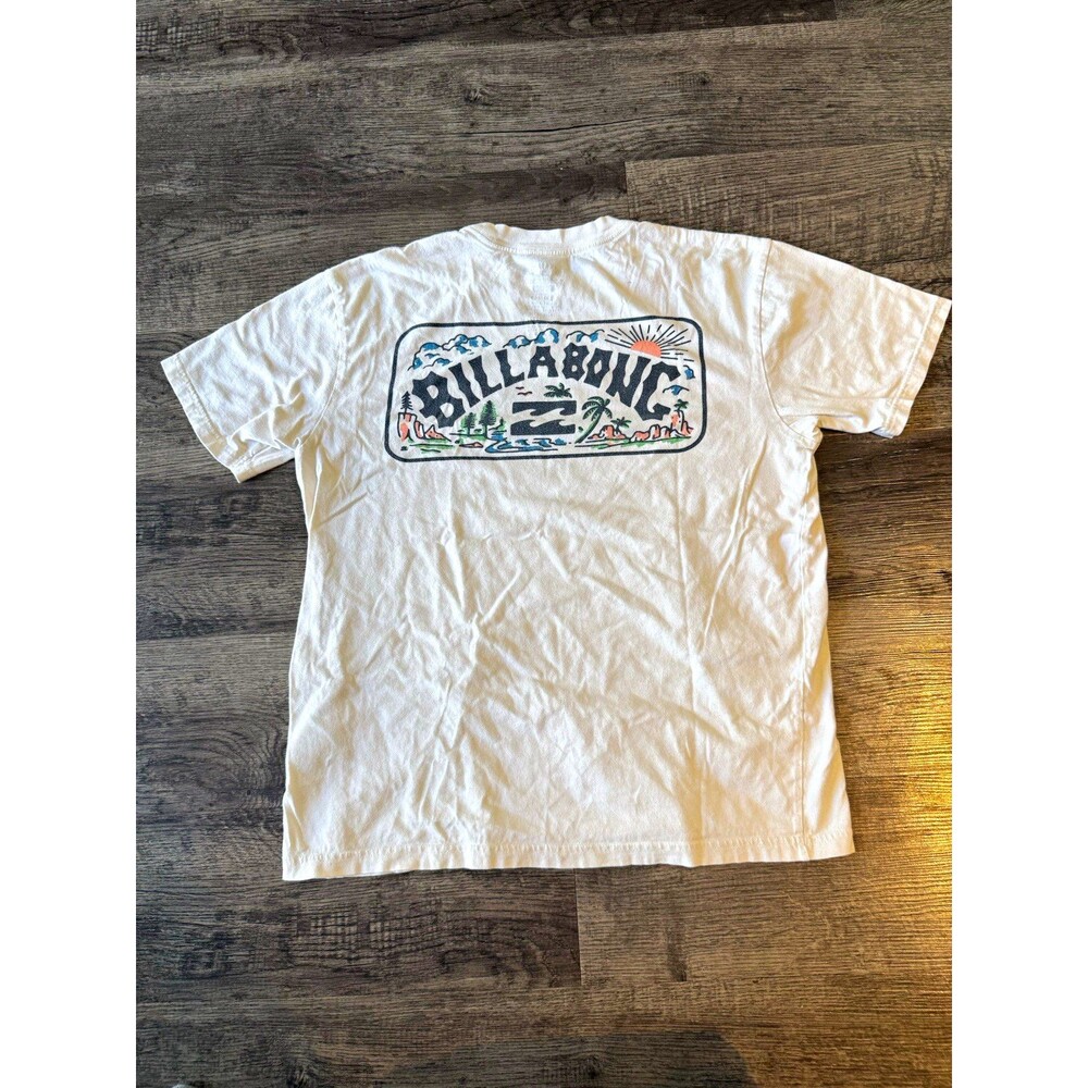 Billabong Adventure Division Graphic T Shirt Mens Small Off White 100% Organic